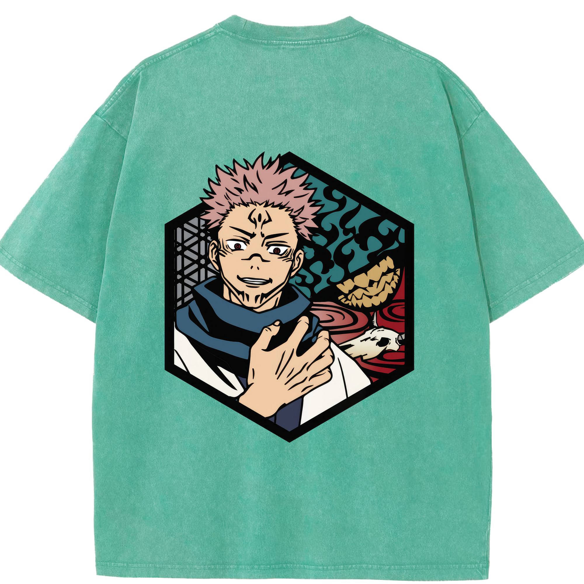 （画像用） 呪術廻戦 Jujutsu Kaisen 綿100% ヴィンテージ風 半袖Tシャツ（背面プリント）